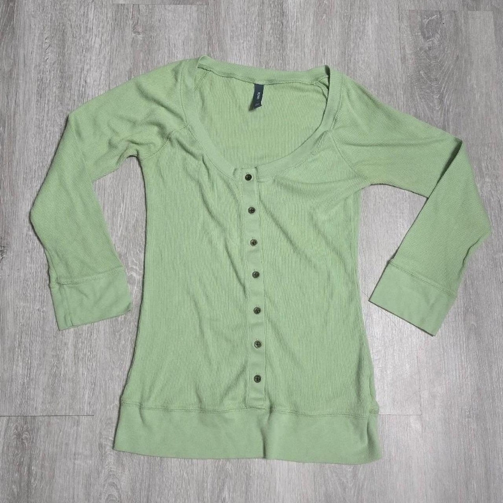 Old Navy Green Button Up Long Sleeve Top Henley Size Medium